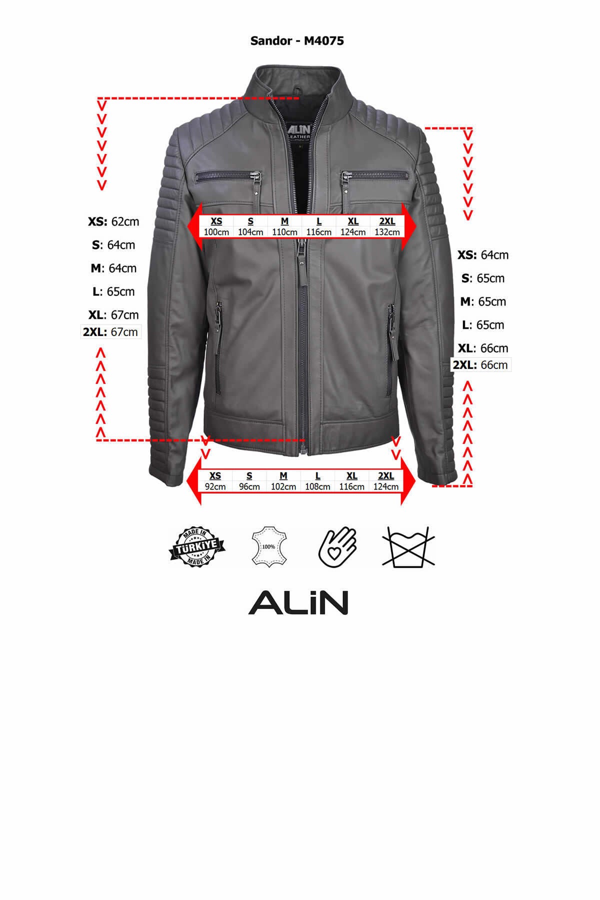 ALIN Sandor Men's Genuine Leather Embossed Stitch Leather Jacket Brown