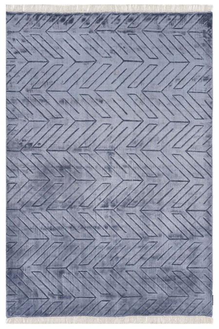 Naar Hali Mao KC 1857 Blue Modern Handwoven Bamboo Carpet - MALLTURK
