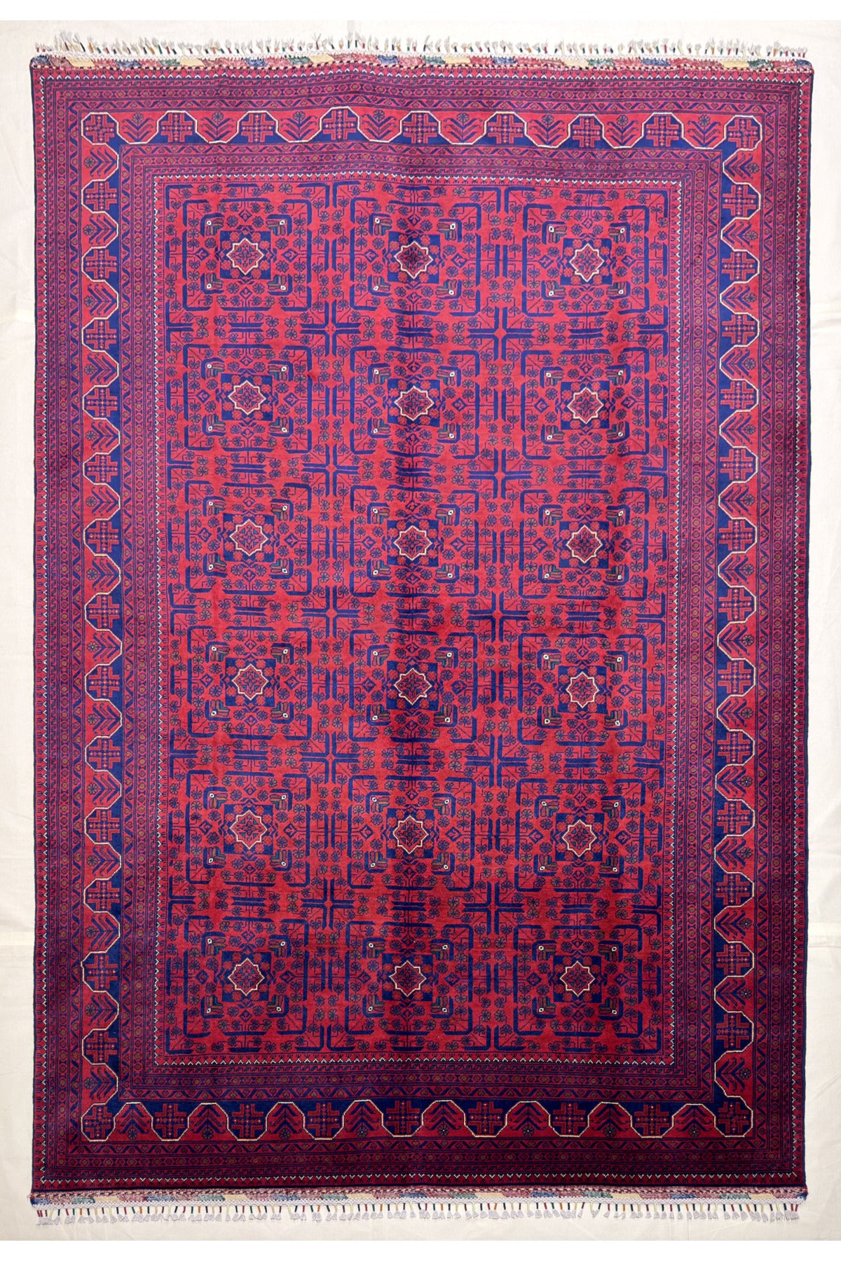 Afghan Rug Hand-Woven 6 Meter Biljik Design 100% Wool Natural Dye Handicraft