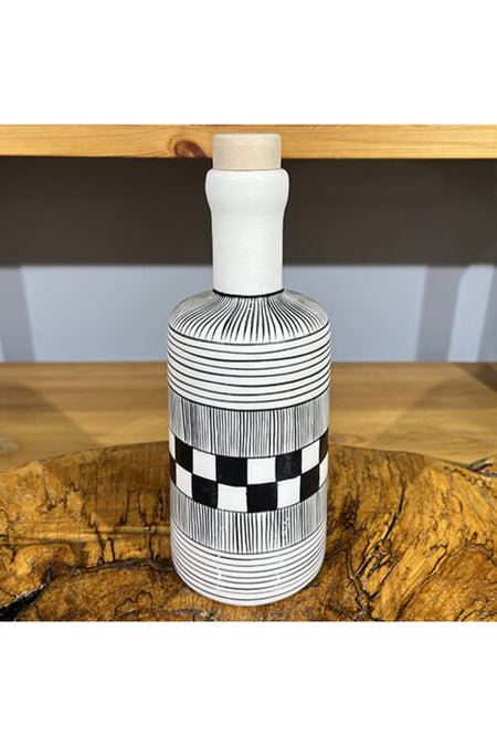 Cini Evi Black White Kare and Cizgi Patterned Oil Dispenser - MALLTURK