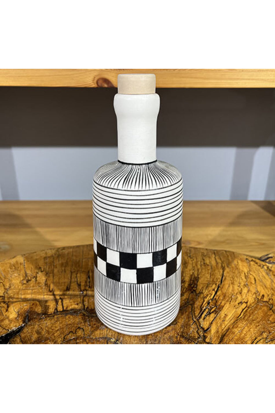 Cini Evi Black White Kare and Cizgi Patterned Oil Dispenser - MALLTURK