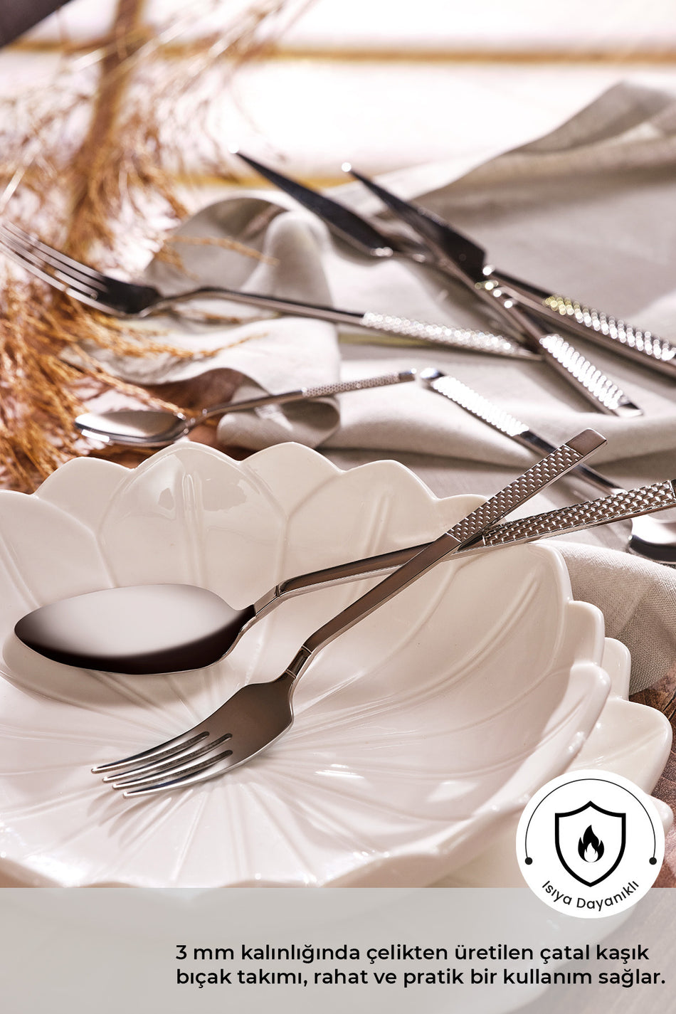 Emsan side 84 Piece luks Boxed 12 Place Setting Flatware Set - MALLTURK