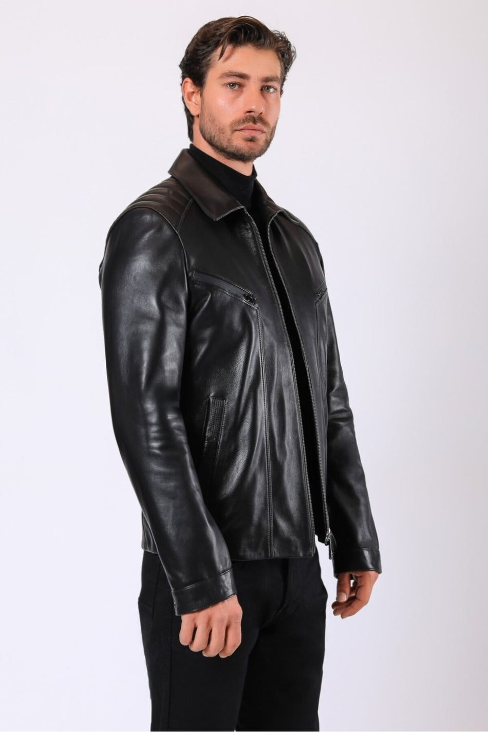 Leather Club zwarte jas van echt leer