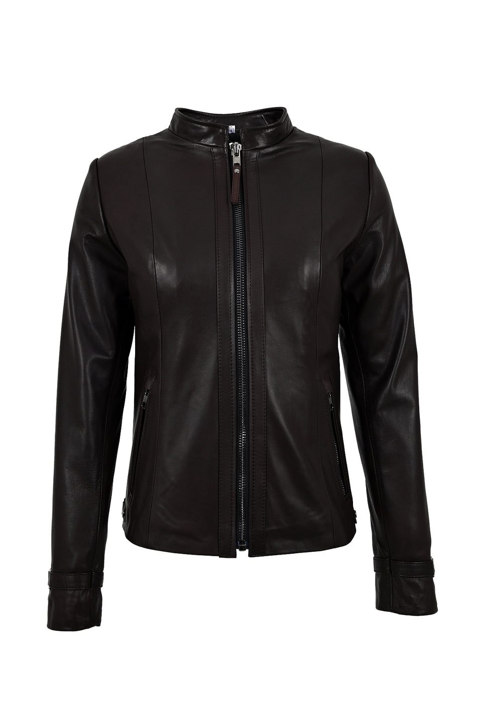 ALIN Kibyra Women's Genuine Leather Fitted Leather Jacket Brown