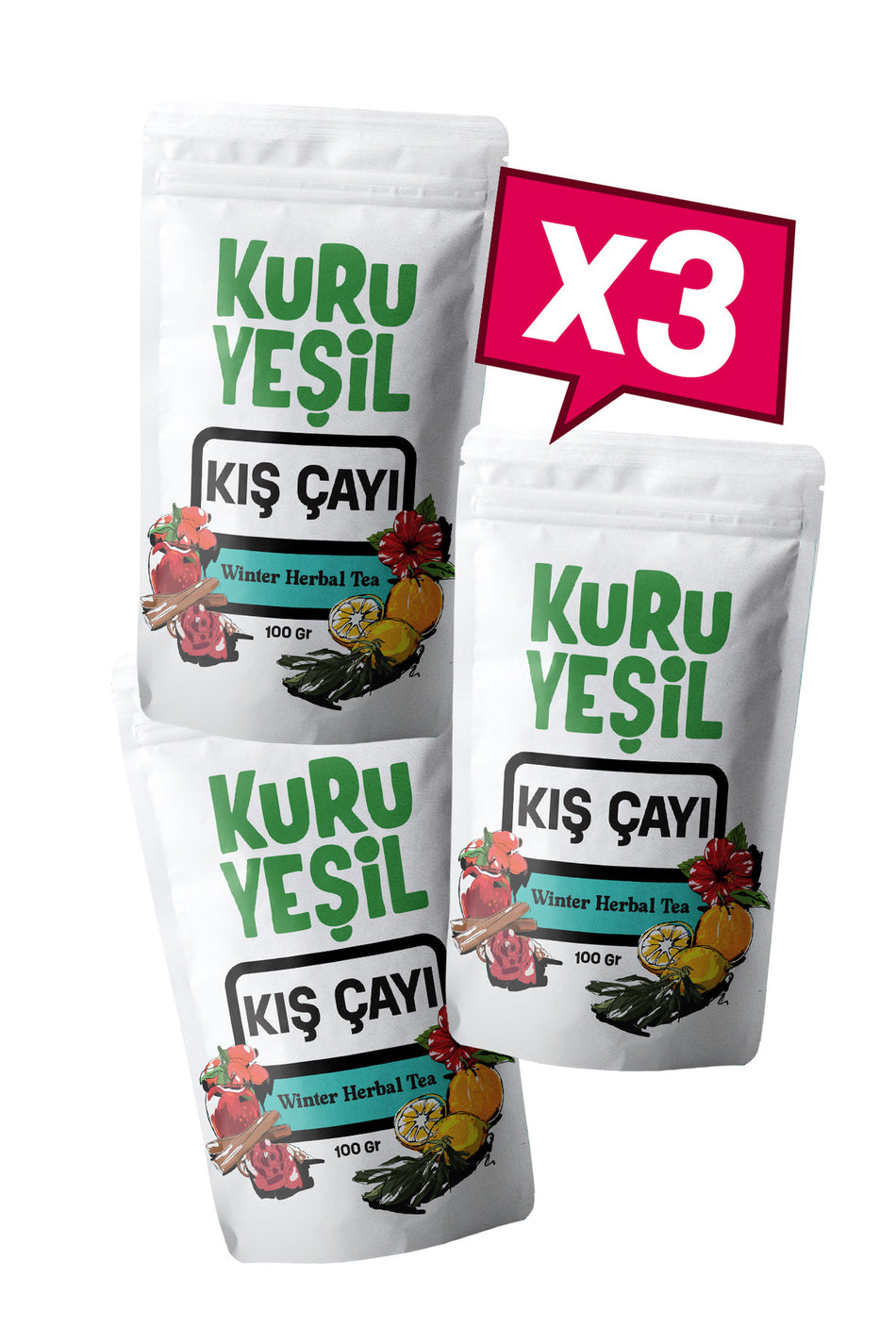 Teh Musim Dingin Hijau Kering – 300g – Teh Buah Campur – Teh Herbal – Detoks – Bebas Gluten