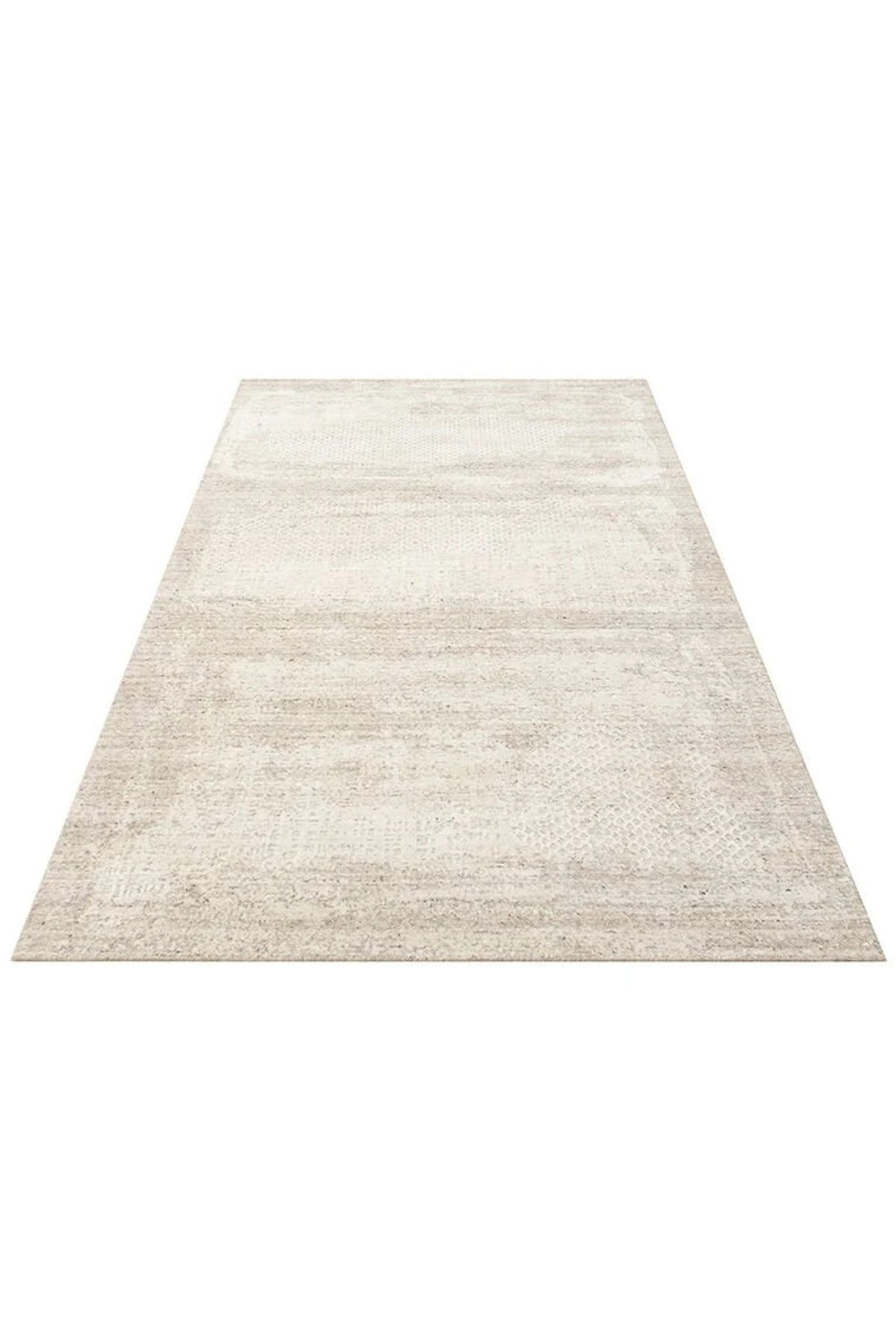Vog Rug Arken Beige Hand-Woven Wool Viscose Cotton Rug Modern Scandinavian 3D Effect Luxury Living Room Rug - MALLTURK