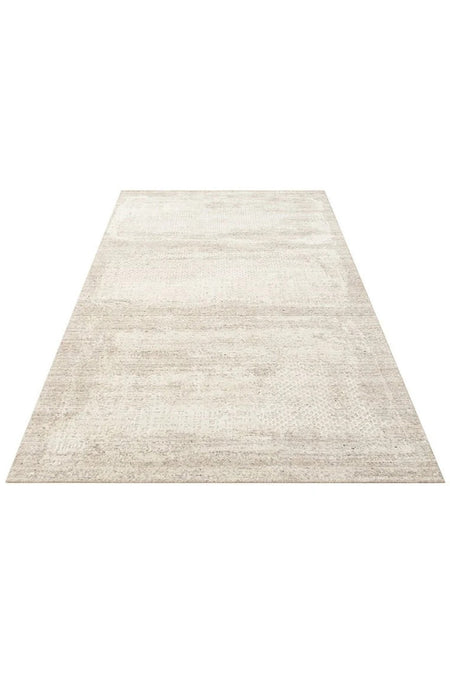 Vog Rug Arken Beige Hand-Woven Wool Viscose Cotton Rug Modern Scandinavian 3D Effect Luxury Living Room Rug - MALLTURK