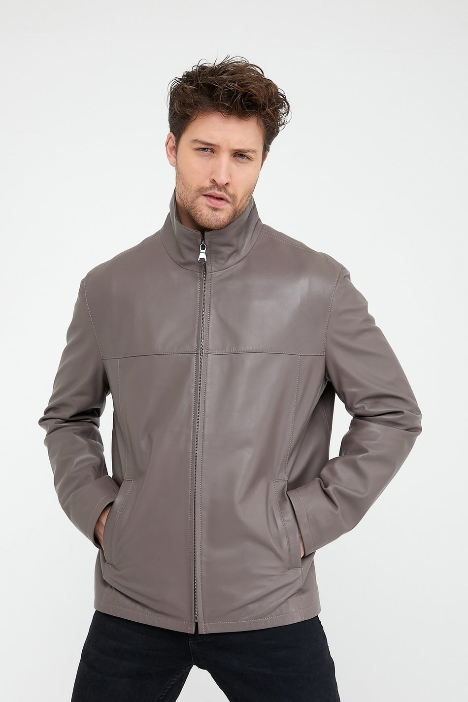 Leather Club Giacca in pelle beige