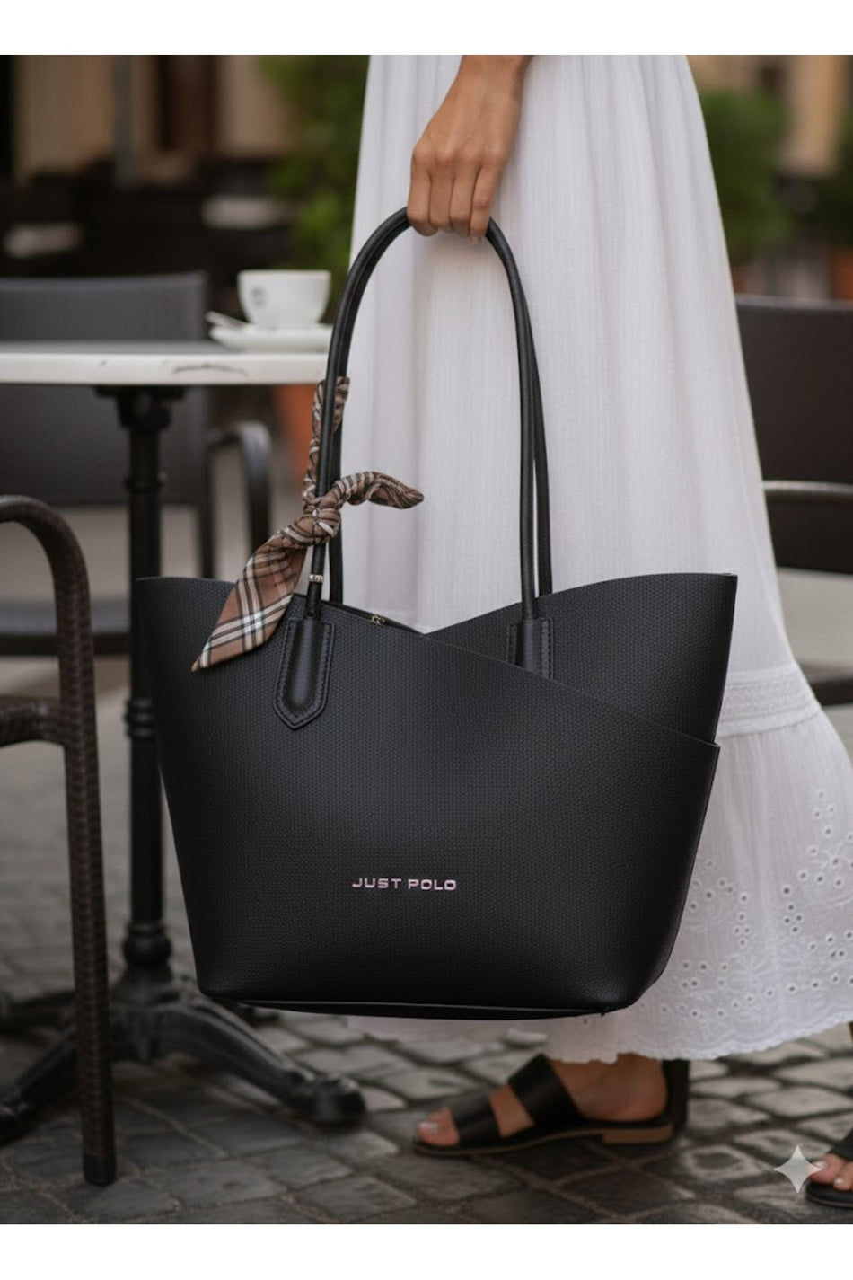 Just Polo Women's Handbag and Clutch Set - Stylish Everyday Bag with Shawl Detail - MALLTURK