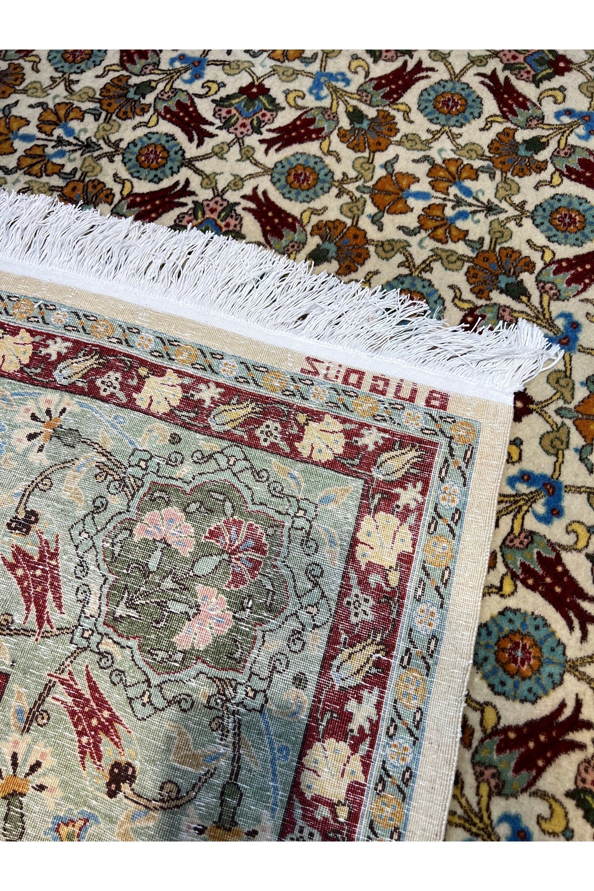 RD RAMAZAN DAG Hand Rug Art Hand-Woven Hereke Rug Lalezar Design Premium Quality Collector Piece Size 395x255 - MALLTURK