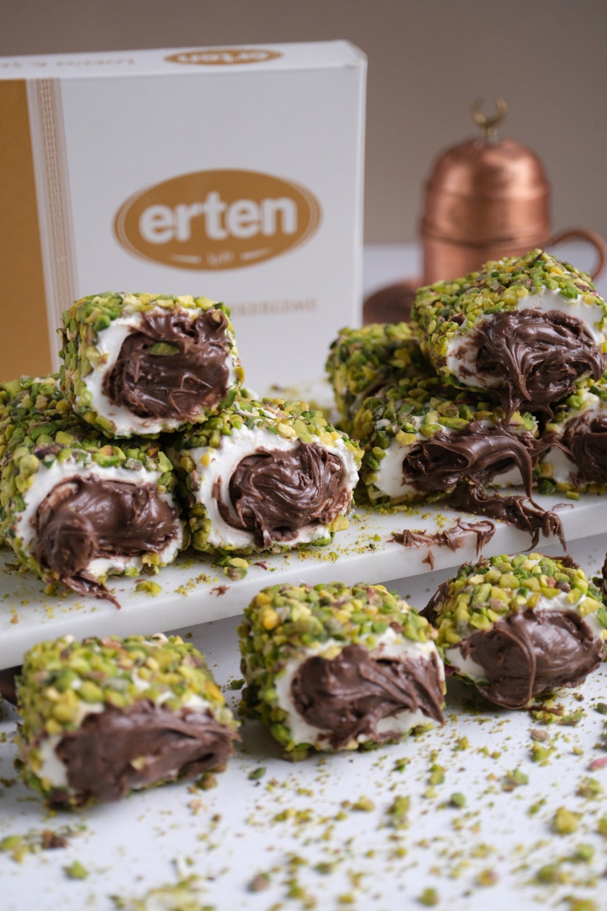 Erten sekerleme pirinc Pistachio Chocolate Turkish Delight 500 g - MALLTURK