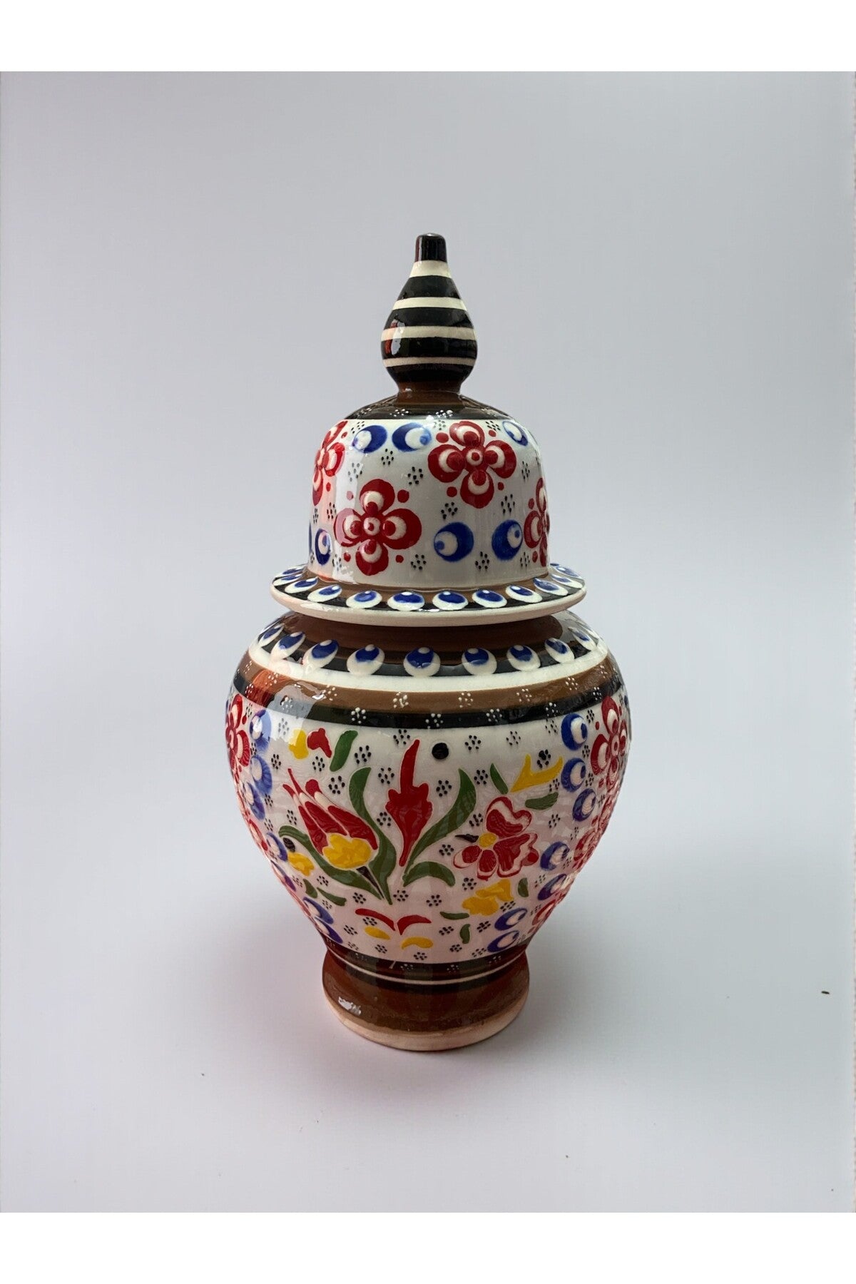 YOOS Handmade Wheelwork 25cm Kutahya Ceramic Shah Cube Ceramic Vase - MALLTURK