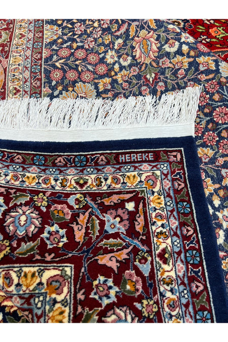 RD RAMAZAN DAG Hand Rug Art Hand-Woven Sumerbank Hereke Rug Signed Seven Mountains Flower Premium Quality Cotton Fringe with Wool Weave Size 285x200 - MALLTURK