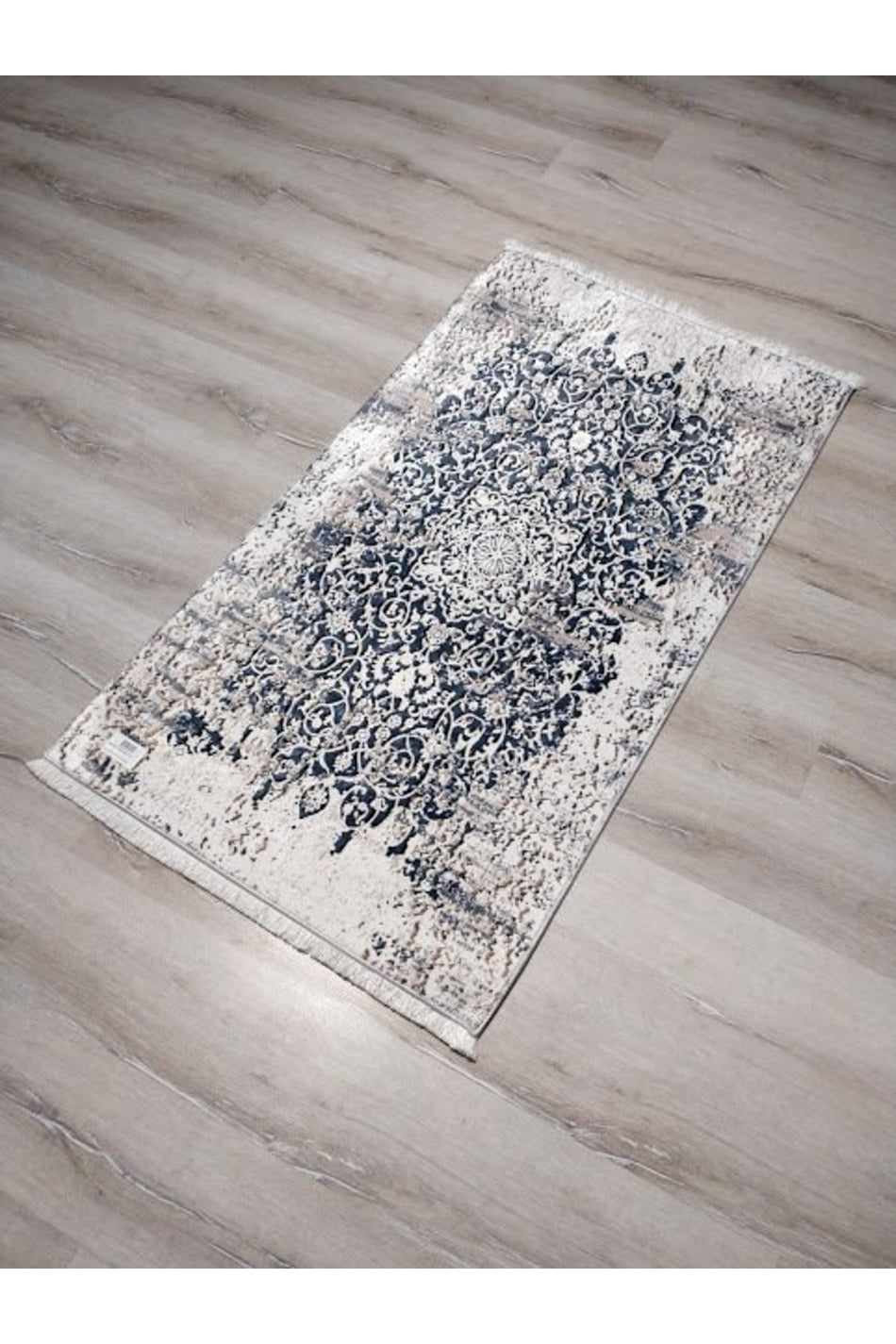 YAMALI home Yamalihome Bamboo Rug 1023 Cream Navy Blue 80x140 Cm Practical Rug - MALLTURK
