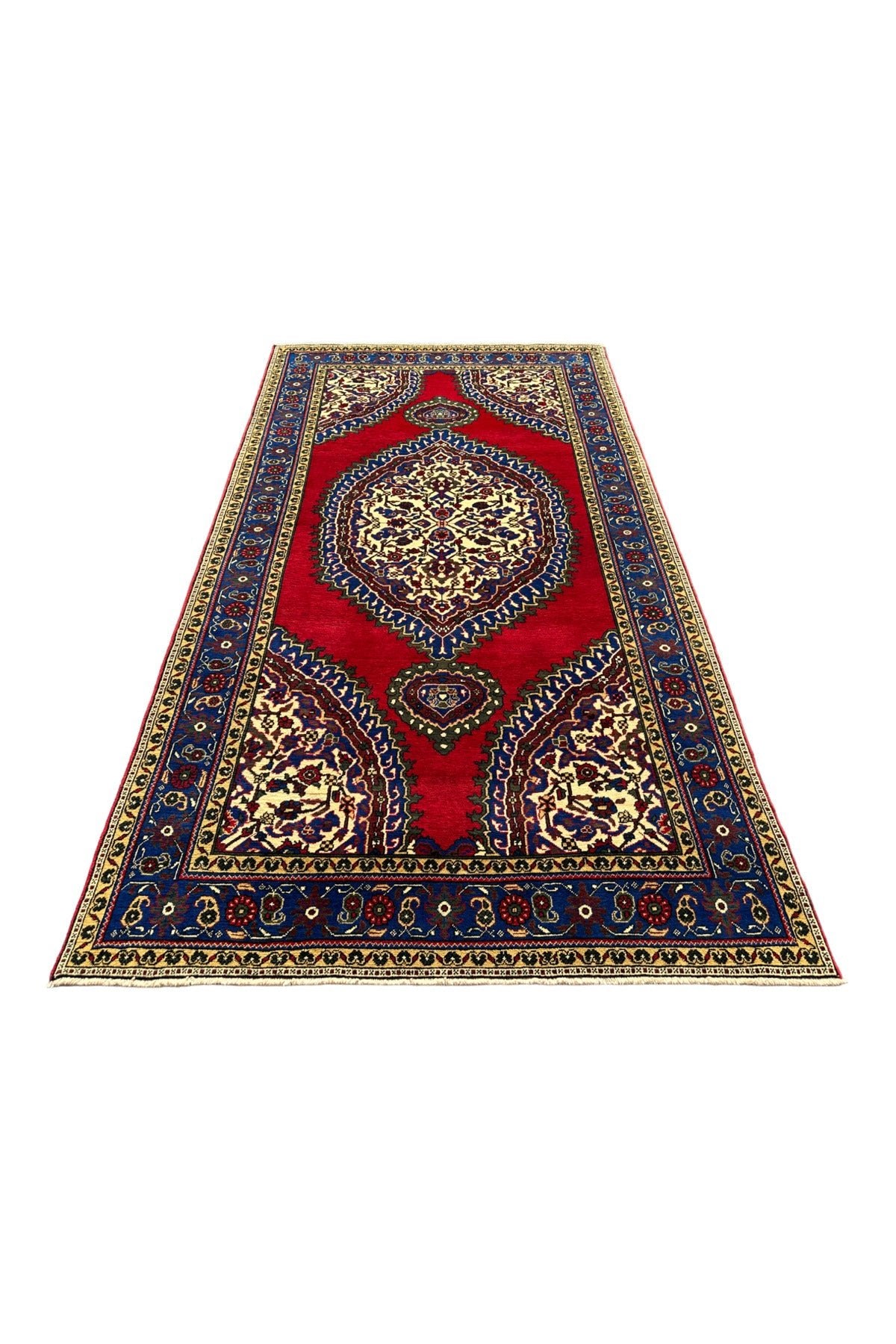 BURAK Rug Hand-Woven ISIKLAR Rug 220X390 Navy Red 8,5 M2 Large Living Room Rug - MALLTURK