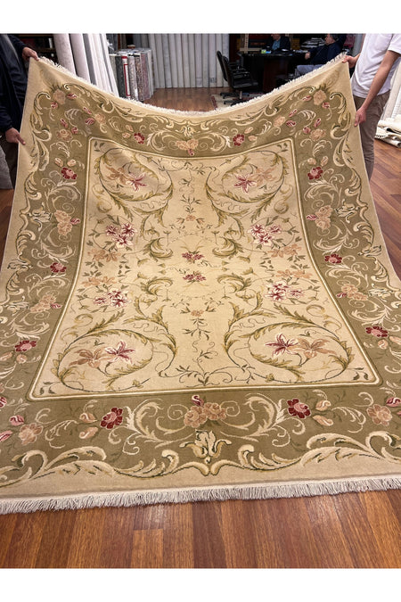 RD RAMAZAN DAG Hand Rug Art Hand-Woven Silk Blend Usak Rug Special Weave Size 303x255 - MALLTURK