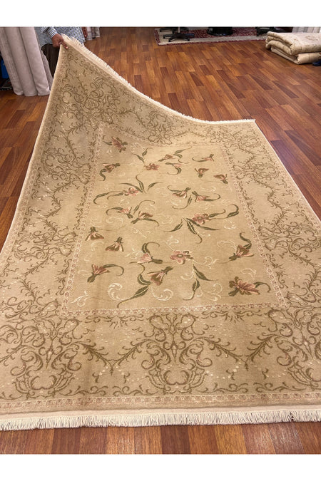 RD RAMAZAN DAG Hand Rug Art Hand-Woven Silk Blend Usak Rug Special Weave Size 270x200 - MALLTURK