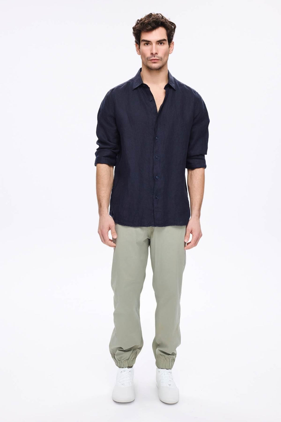 Men's Green Jogger Pants with Elastic Waist and Cuffs (4023)