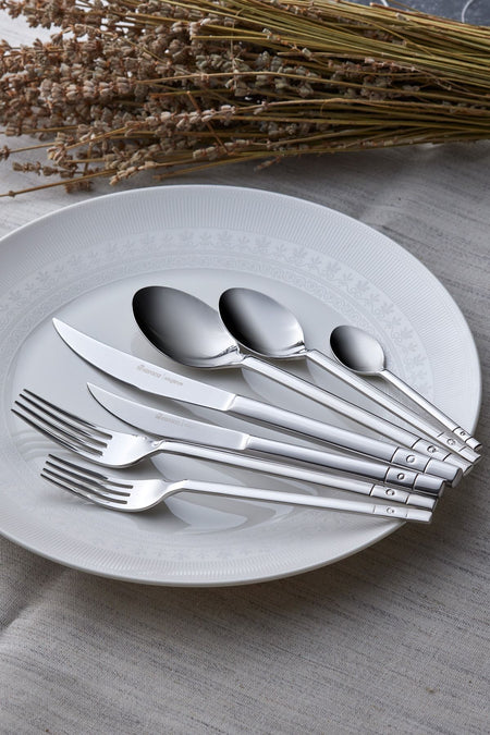 Karaca new elmas shiny 84 Piece 12 Place Setting elegance Boxed Flatware Set - MALLTURK