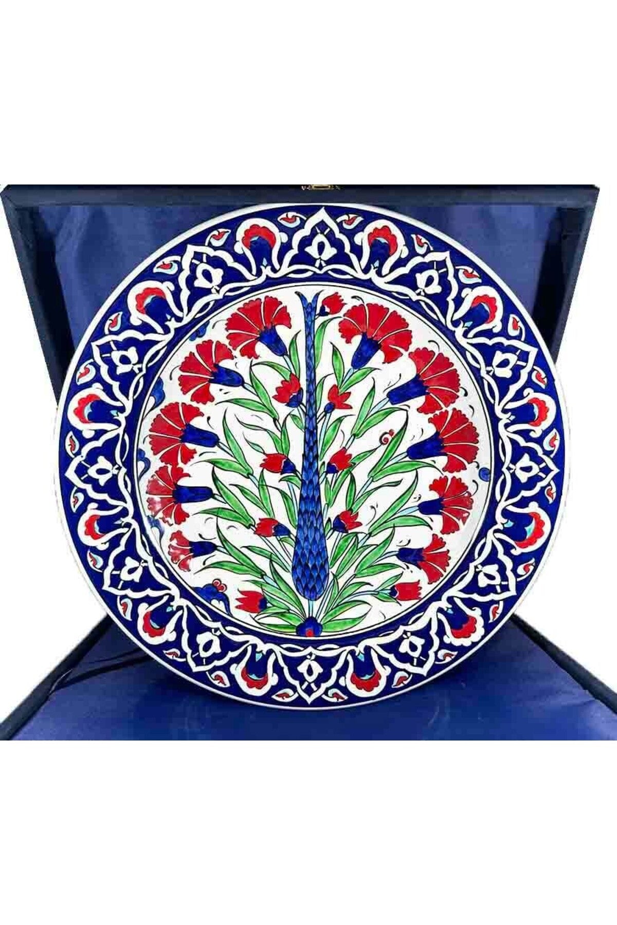 Cini Evi New Job Gift Bleu Blanc 30cm Iznik Tile Plate - MALLTURK