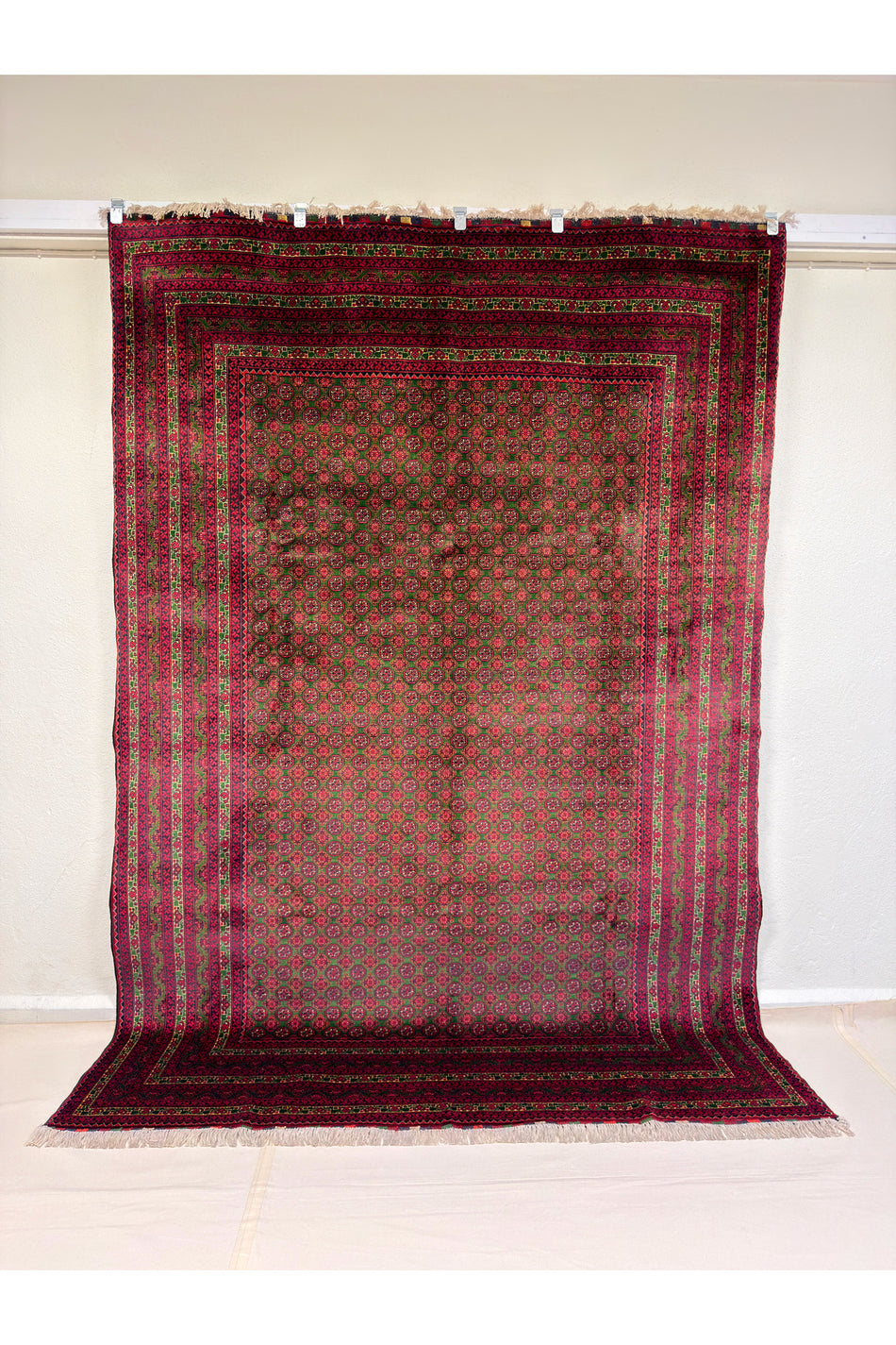 Afghan Rug Hand-Woven Afghan Hojanosrai 100% Wool Natural Dye