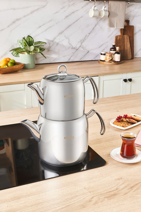 Karaca Hane Maxi Size Stainless Steel induction Compatible Teapot Set XXL - MALLTURK