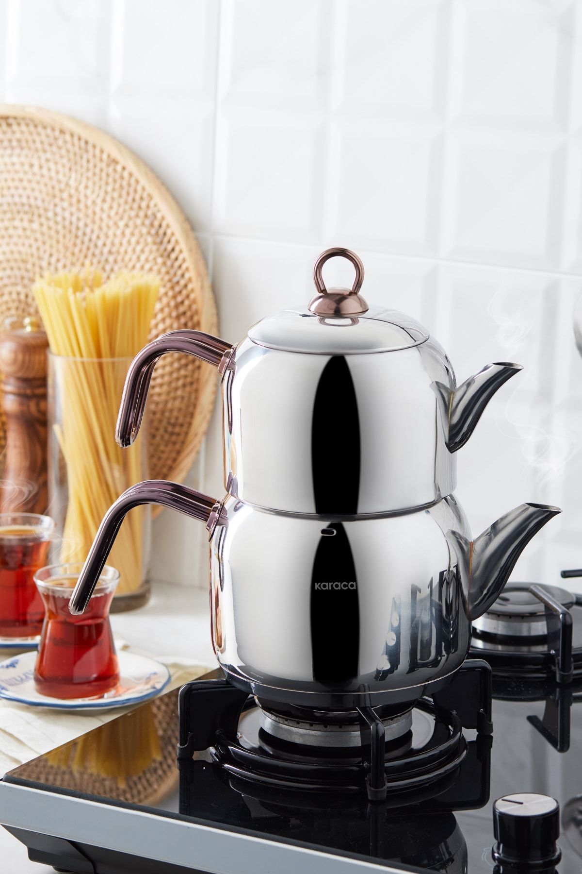 Karaca Urban induction Base Midi Teapot Set Rosegold - MALLTURK