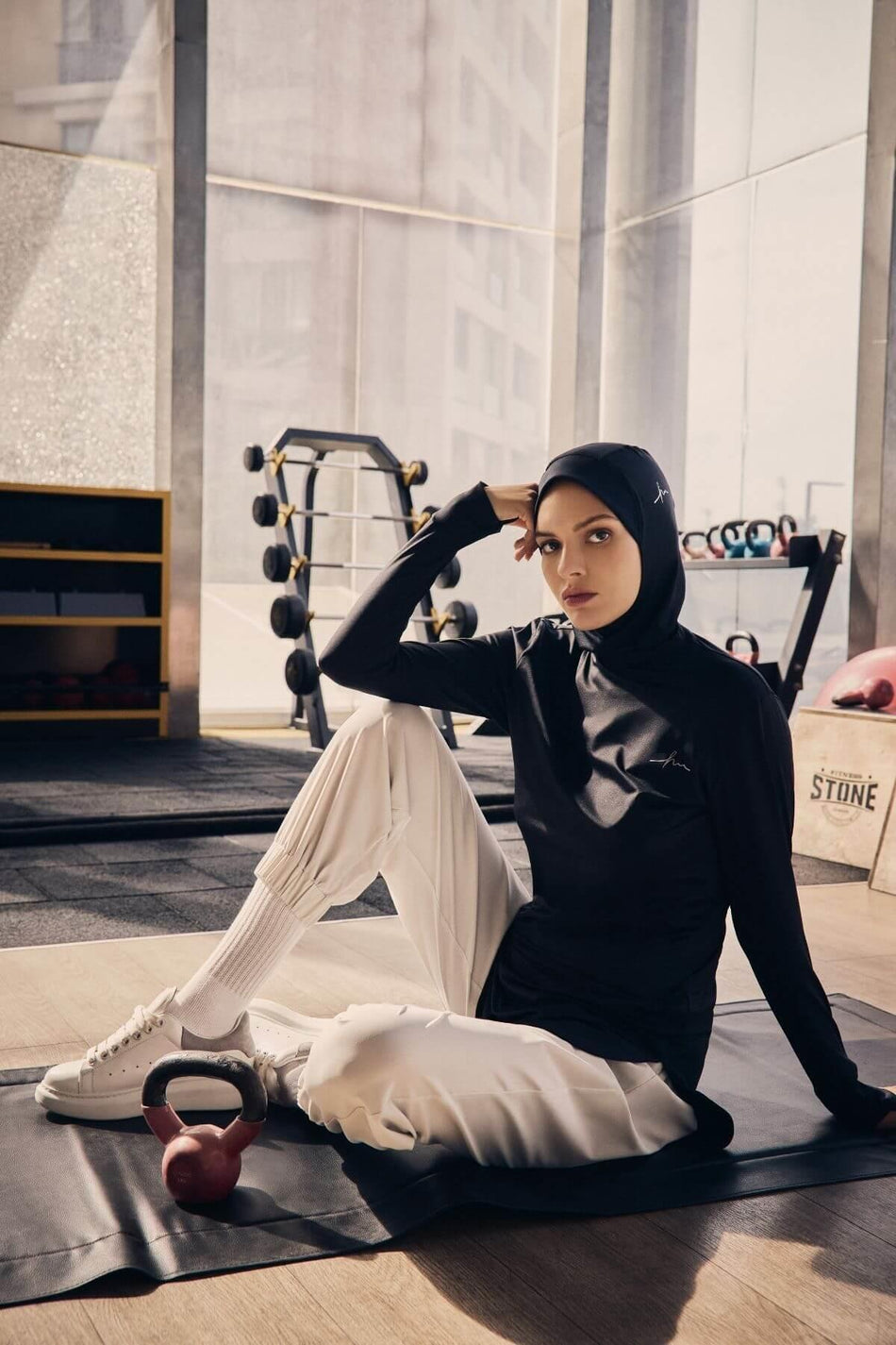Hasema Active Long Sleeve Crew Neck Black Hijab Training T-Shirt Act-8