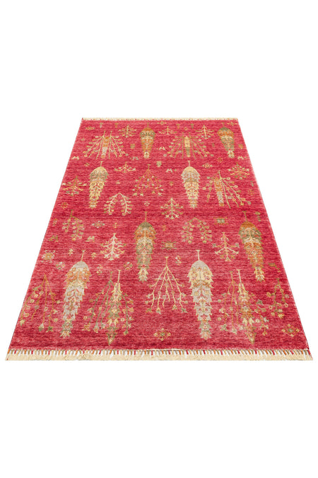 Eko Hali Zara 08 Red Autumn is a modern Usak carpet, specially handcrafted using bamboo. - MALLTURK