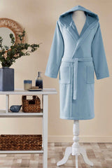 Ozdilek Bright Velvet Hooded Bathrobe - MALLTURK