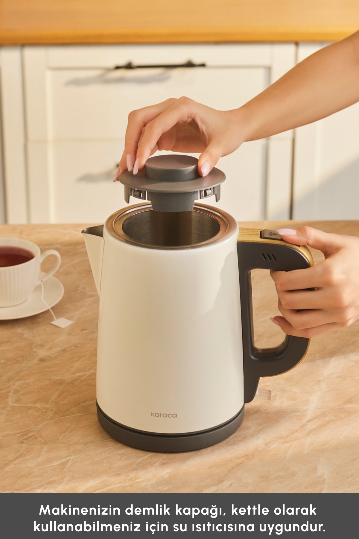 Karaca Tea Break 2 in 1 Stainless Steel Tea Maker Wood Craft - MALLTURK