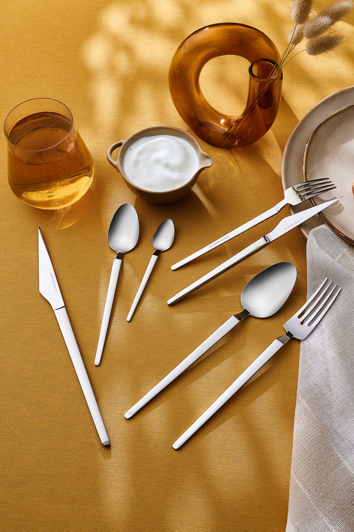 Karaca elegance glacial platin 12 Place Setting 84 Piece Flatware Set - MALLTURK