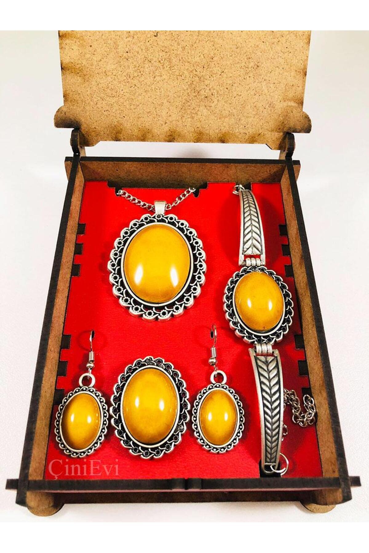 Cini Evi Yellow Stone Modern Jewelry Set - MALLTURK