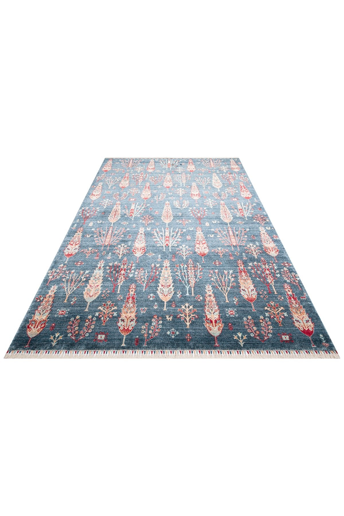 Eko Hali Zara Zr08 Navy Turquoise Authentic Patterned Modern Usak Carpet, Handcrafted on Special Looms. - MALLTURK