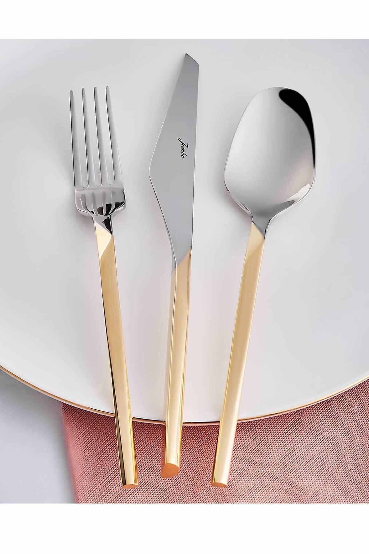 Jumbo 5100 quartz altin 12 Place Setting 84 Piece Flatware Set - MALLTURK