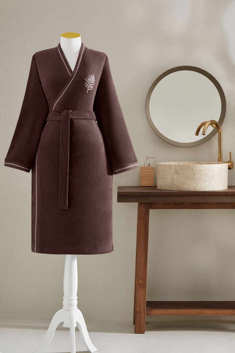 Ozdilek Rowan Embroidered Kimono Bathrobe - MALLTURK