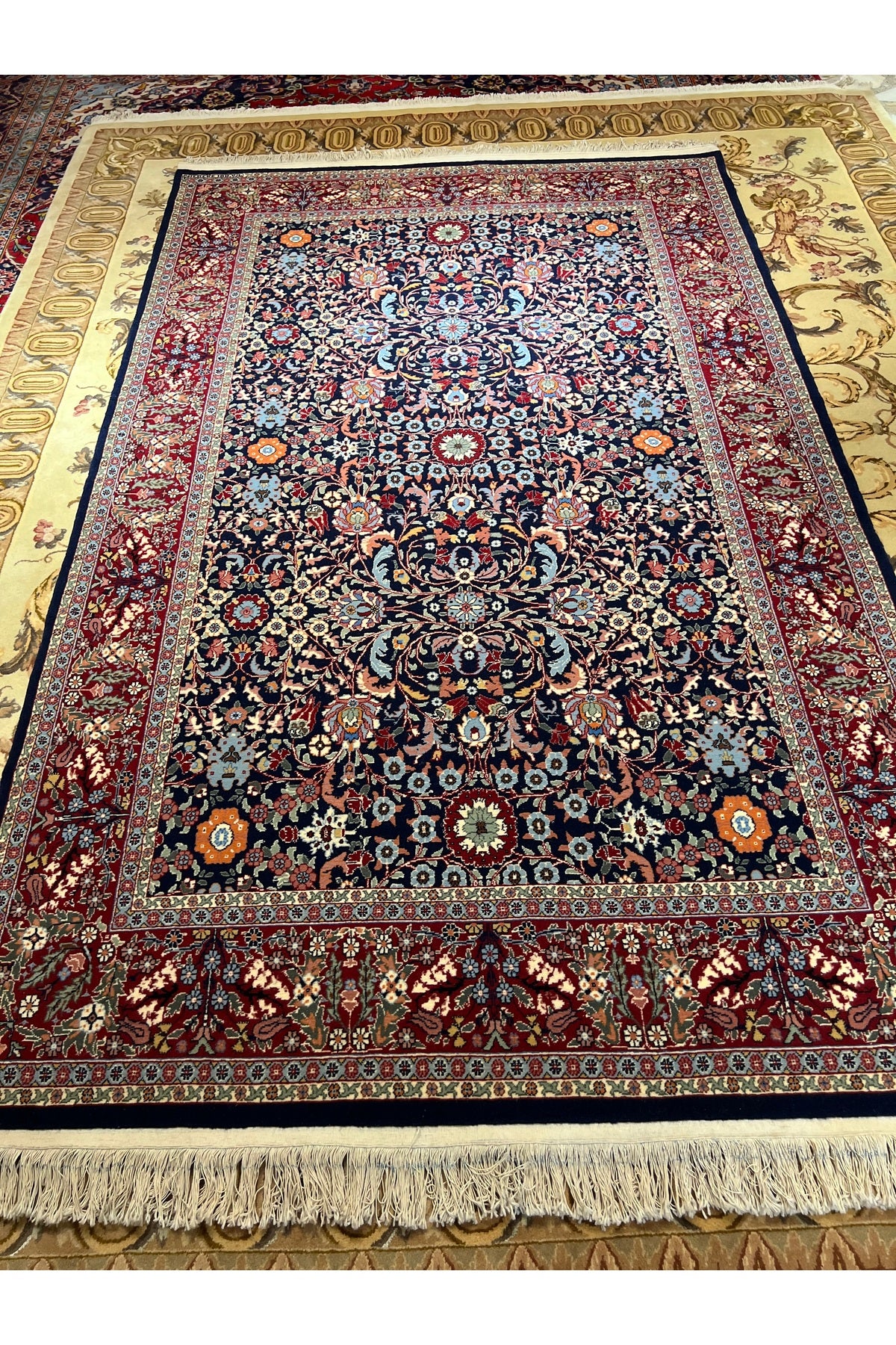 RD RAMAZAN DAG Hand Rug Art Hand-Woven Hereke Rug 100.Anniversary Series Lalezar Design Size 220x150 - MALLTURK