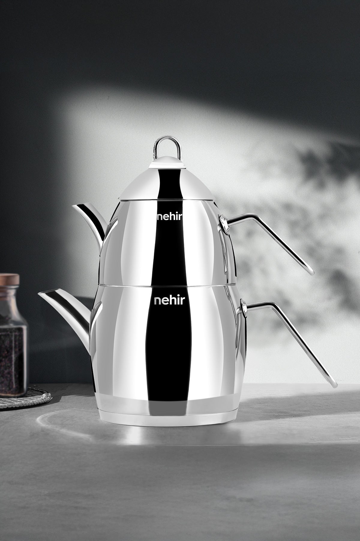 Nehir Florina Midi Medium Size Stainless Steel 0.85-1.70 Lt. Teapot Set - MALLTURK