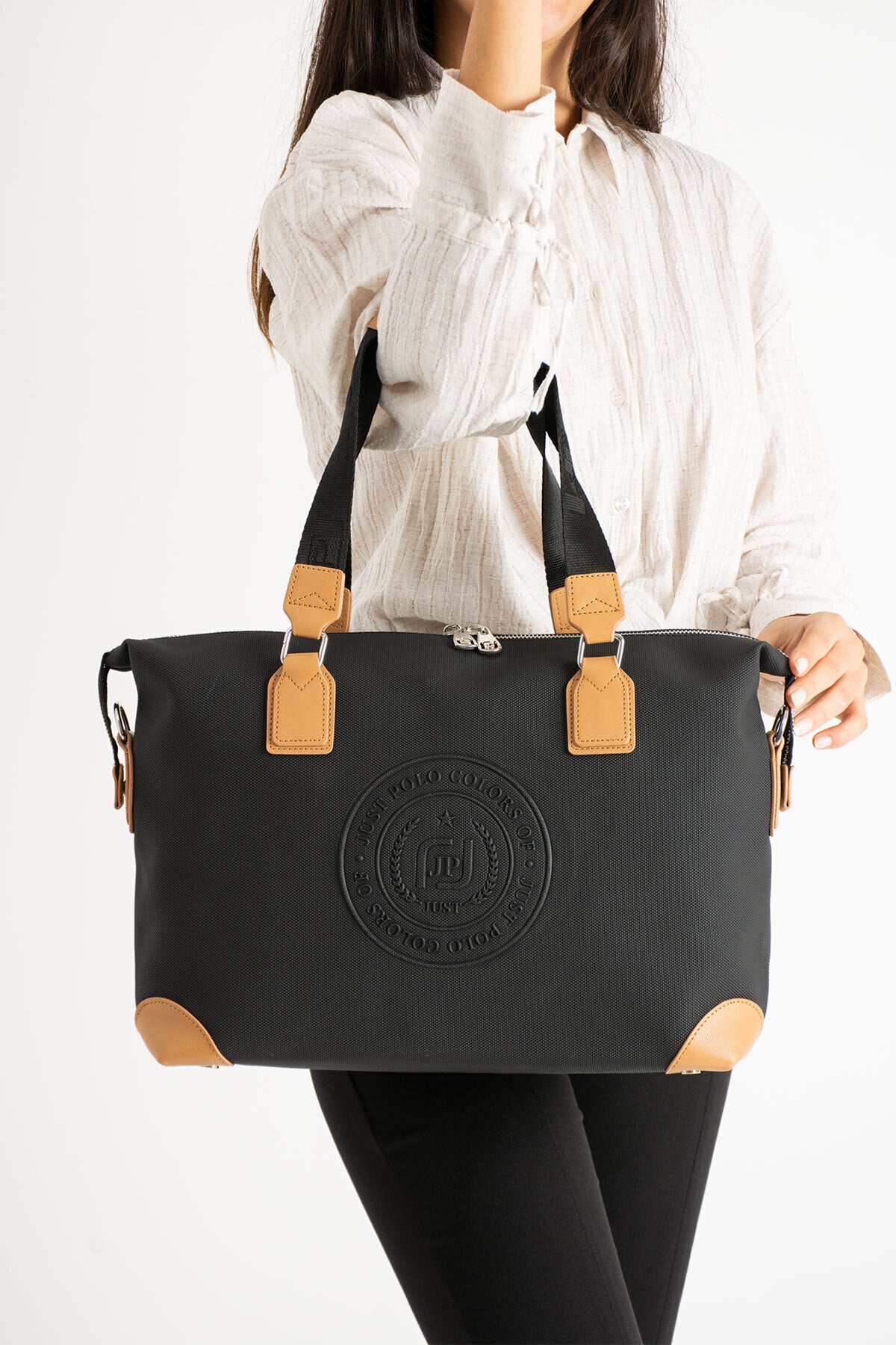 Just Polo Women's Hand and Shoulder Bag, Large Size, Black - MALLTURK