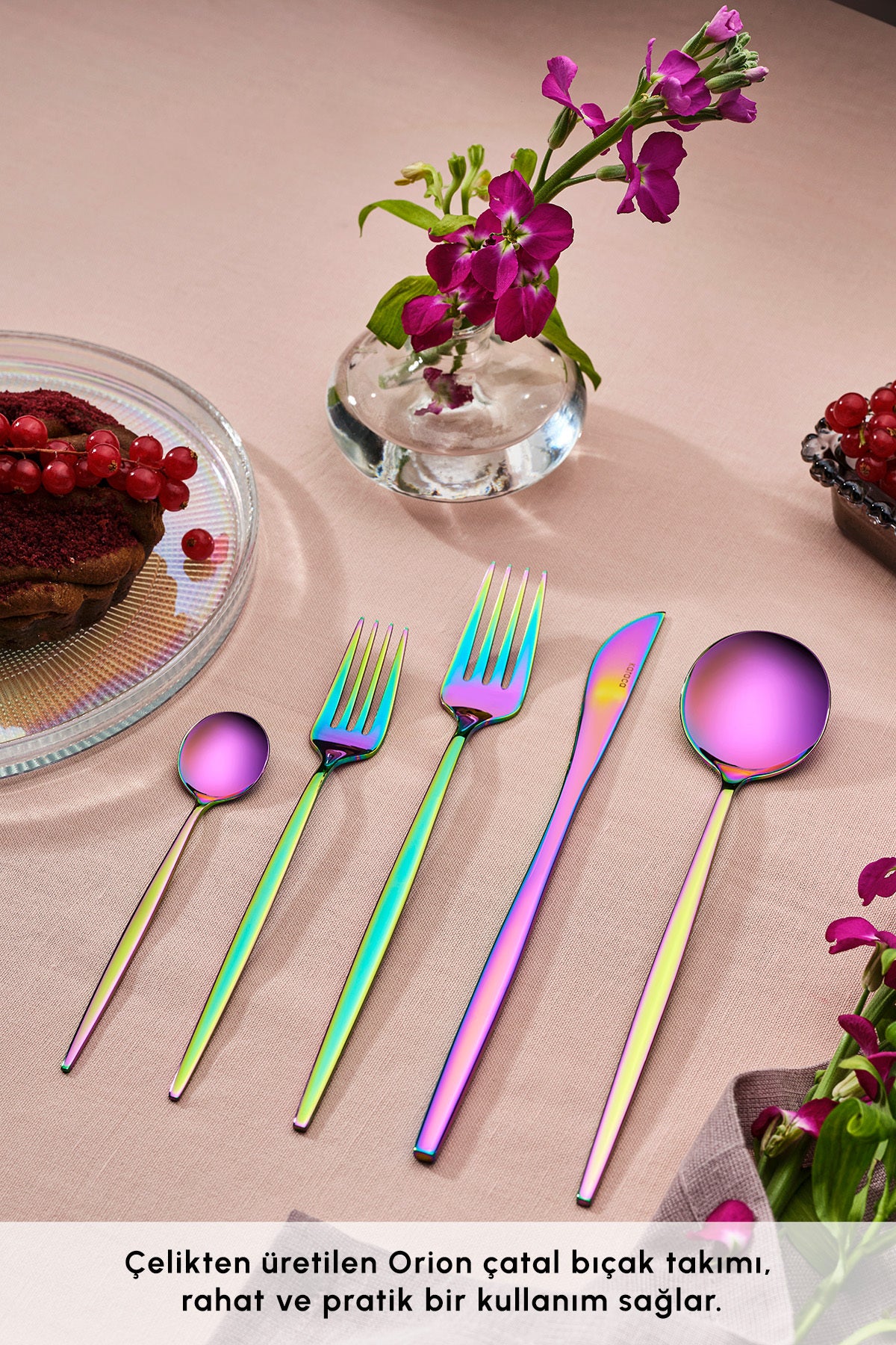 Karaca orion rainbow 30 Piece 6 Place Setting Flatware Set - MALLTURK