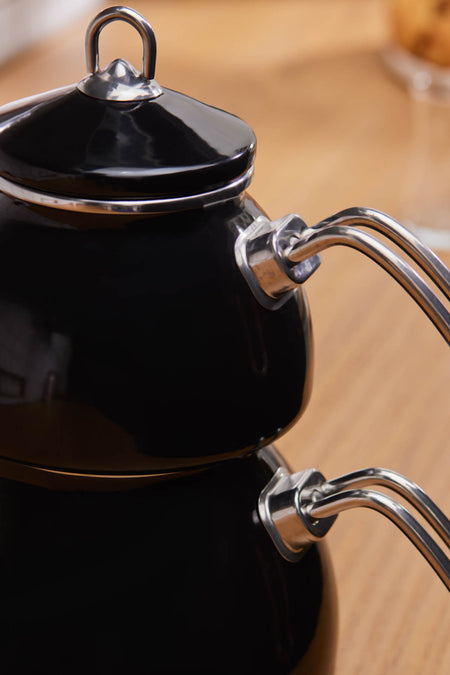 Karaca Loreto Enamel Midi Teapot Set, Black - MALLTURK