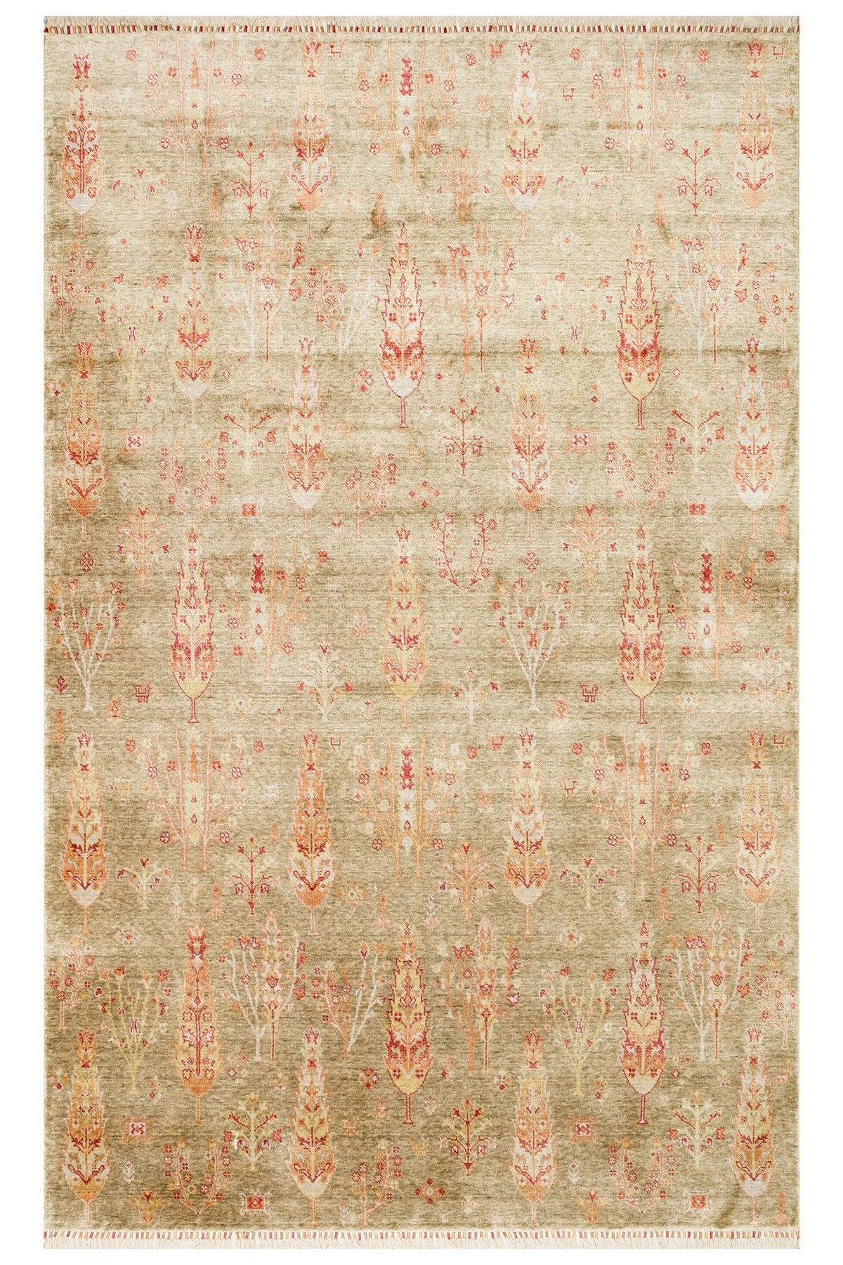 Eko Hali Zara ZR 08 Green Autumn is a special loom rug shaped by the intensive handiwork of women from Usak. - MALLTURK