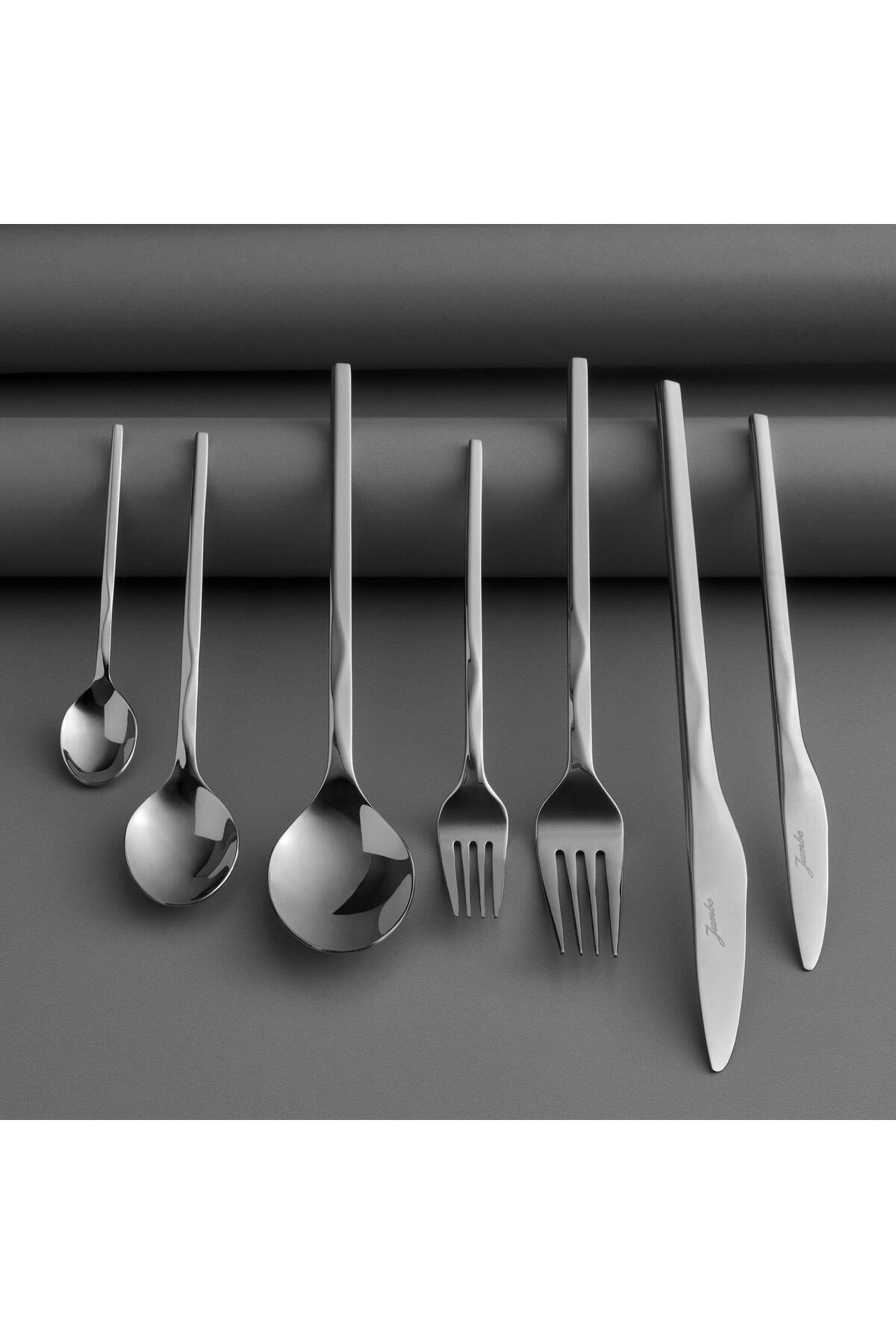 Jumbo fluctus 84 Piece 12 Place Setting Steel Flatware Set - MALLTURK