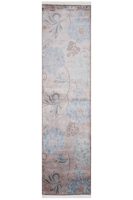 Naar Hali Nepal 3647 Brown/Blue Modern Handwoven Runner Rug 80x300 - MALLTURK