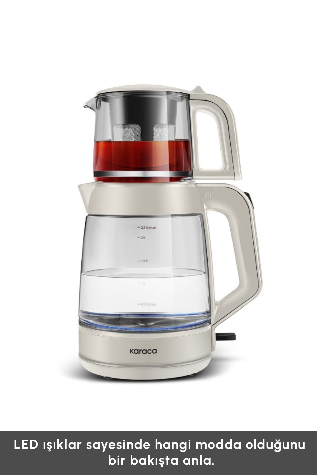 Karaca Glass Tea XL 2 in 1 Glass Tea Maker Starlight - MALLTURK