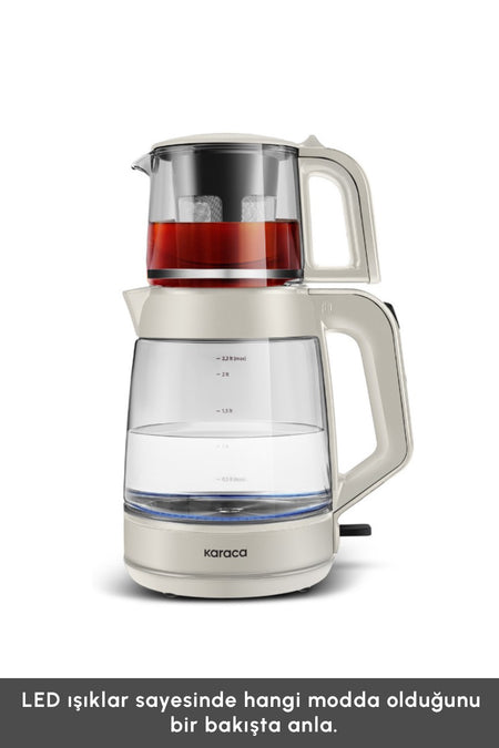 Karaca Glass Tea XL 2 in 1 Glass Tea Maker Starlight - MALLTURK
