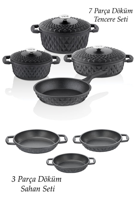 Tac Bella Cast Kapak 10 Piece Pot ve Saute Pan Set