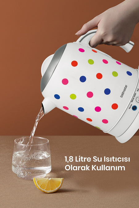 GoldMaster Viola 2200 Watt Polka Dot Design Stainless Steel Tea Maker and Kettle - MALLTURK