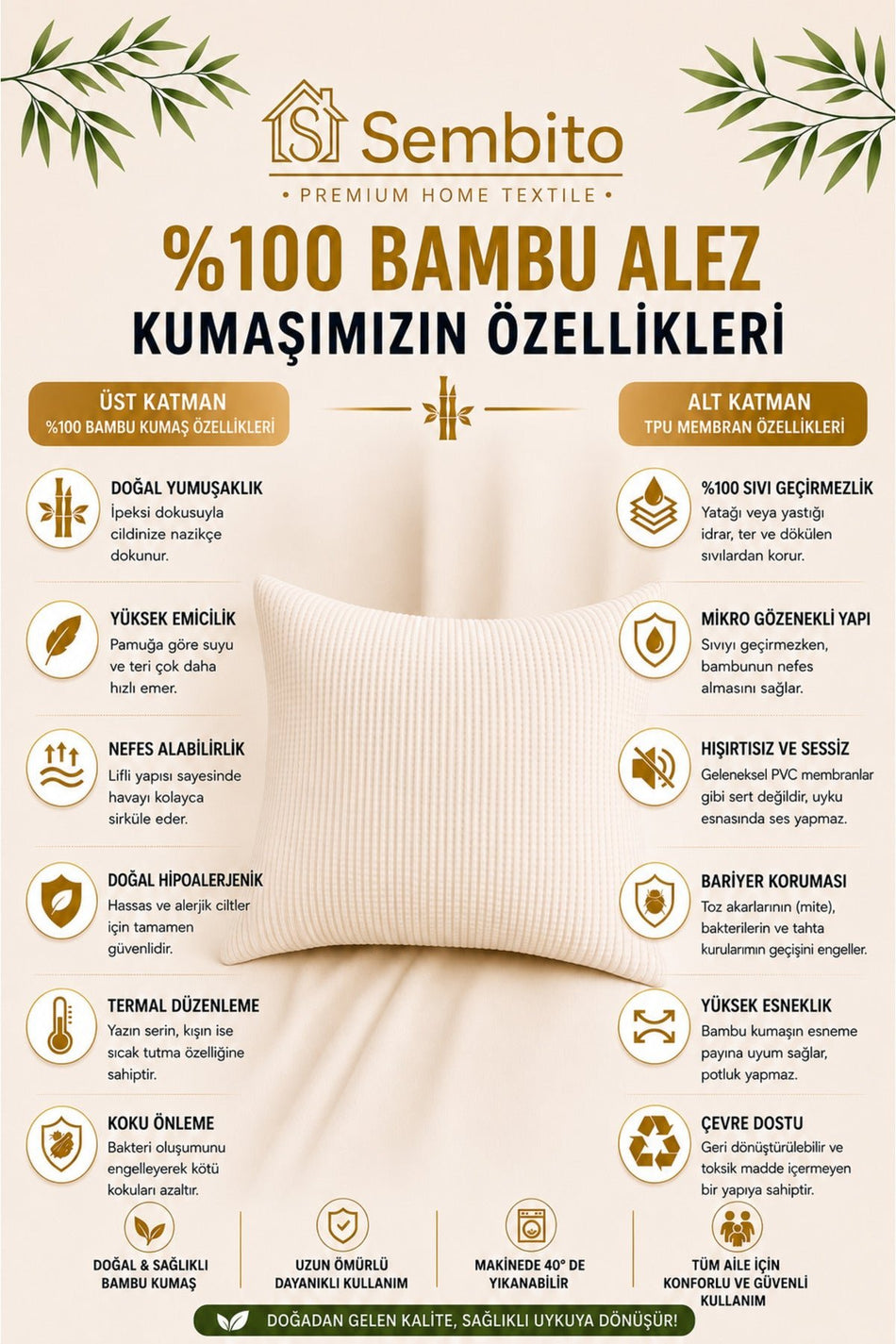 SEMBITO Bamboo Pillow Protector - MALLTURK