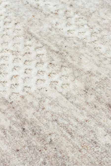 Vog Rug Arken Beige Hand-Woven Wool Viscose Cotton Rug Modern Scandinavian 3D Effect Luxury Living Room Rug - MALLTURK
